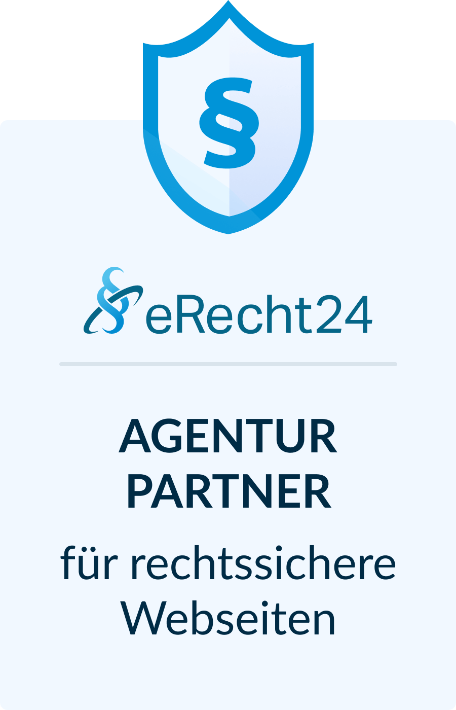 Auszeichnung als eRecht24 Agenturpartner für professionelle Website-Erstellung mit Datenschutz